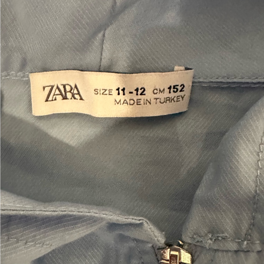 NEW ZARA WITHOUT TAGS KIDS Sz 11-12 N/SLV BLUE ZIP UP ONE PIECE w POCKETS/HOOD - Picture 5 of 5